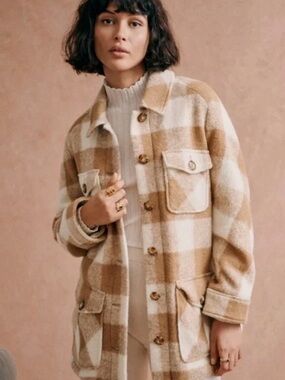 Sezane Paulin Coat Camel Écru - Size 38